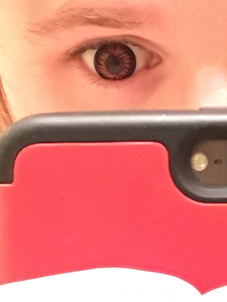 Trying on Colored Contacts Wearing FX Colors Blood Thirst Contacts